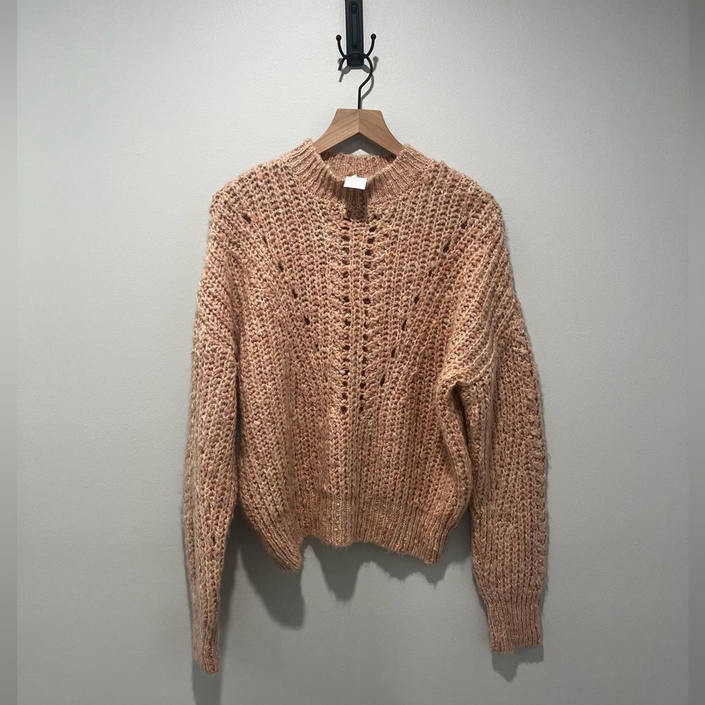 Topshop Dusty Rose Cable Knit Turtleneck Fuzzy Sweater 8-10 NWT